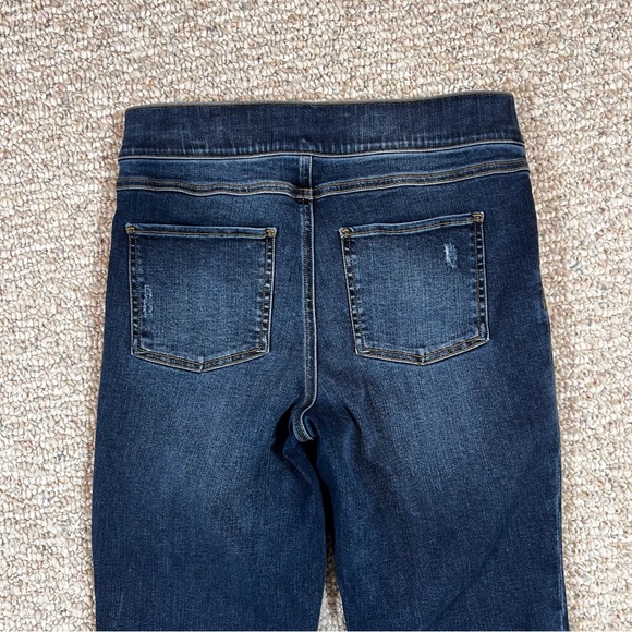 Spanx Distressed Skinny Jeans Raw Hem Stretch Legging Dark Denim Size Medium - Picture 11 of 13